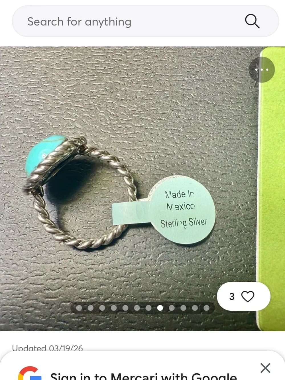 Turquoise Cabochon Rope-Edge Sterling silver Ring - Blue size 7